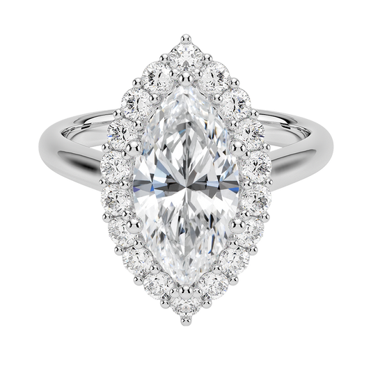 Lotus Halo Diamond Engagement Ring