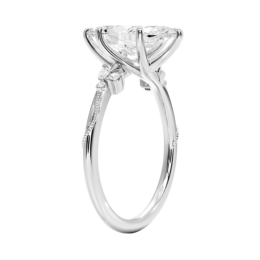 Daffodil Milgrain Diamond Engagement Ring