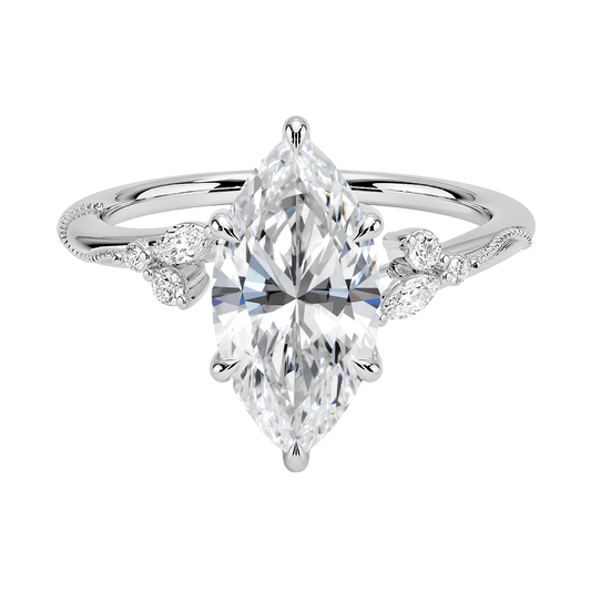 Daffodil Milgrain Diamond Engagement Ring