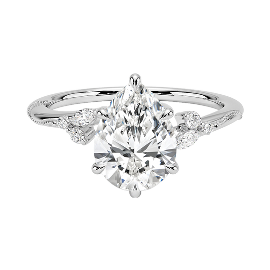 Daffodil Milgrain Diamond Engagement Ring