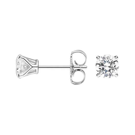 Blossom Claw Prong Round Diamond Stud Earrings