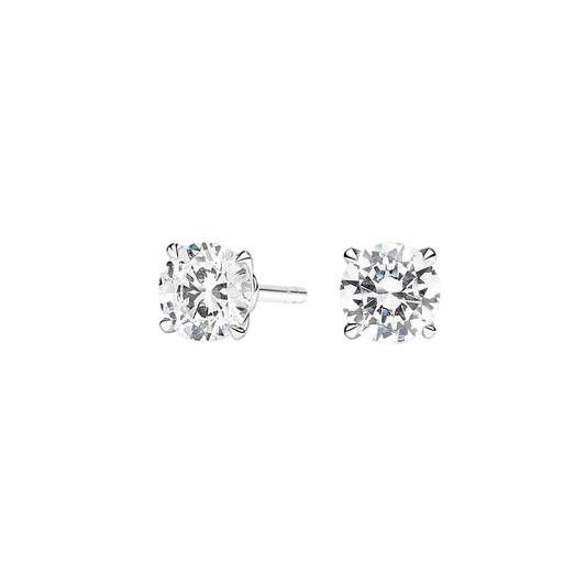 Blossom Claw Prong Round Diamond Stud Earrings