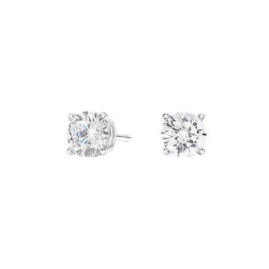 Dewdrop Four-Prong Round Diamond Stud Earrings