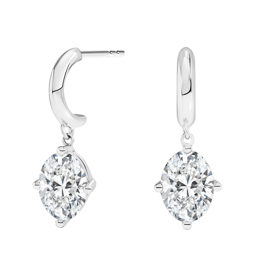 Elisa Huggie Oval Diamond Earrings