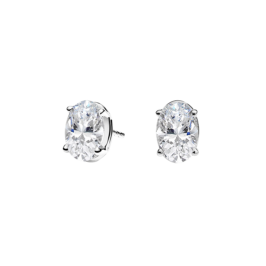 Firefly Four-Prong Oval Diamond Stud Earrings