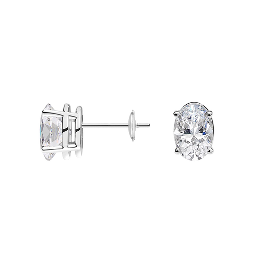 Firefly Four-Prong Oval Diamond Stud Earrings