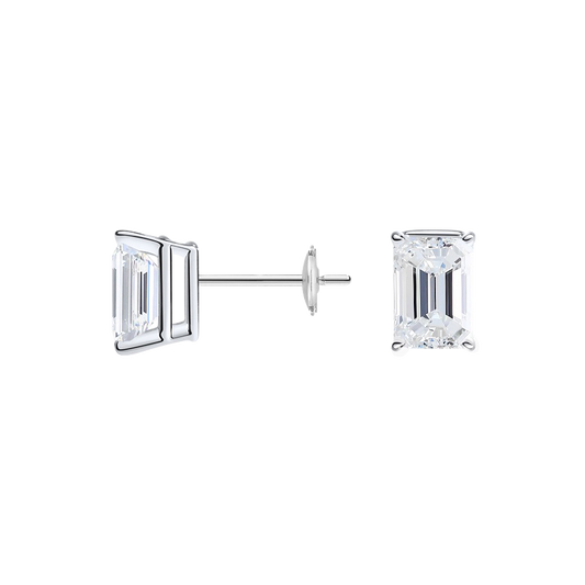 Hope Four-Prong Emerald Diamond Stud Earrings