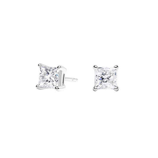 Serene Four-Prong Princess Diamond Stud Earrings