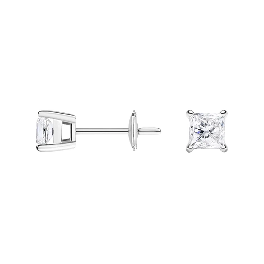 Serene Four-Prong Princess Diamond Stud Earrings