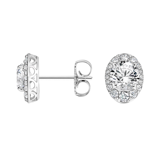 Starlit Secrets Oval Diamond Stud Earrings