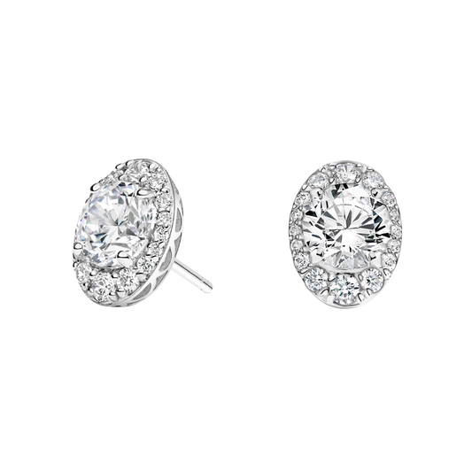 Starlit Secrets Oval Diamond Stud Earrings