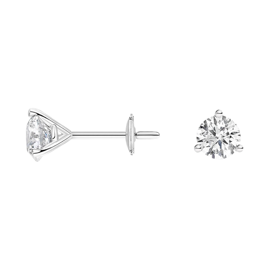 Stardust Three-Prong Martini Round Diamond Stud Earrings