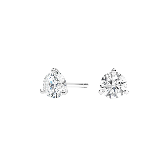 Stardust Three-Prong Martini Round Diamond Stud Earrings