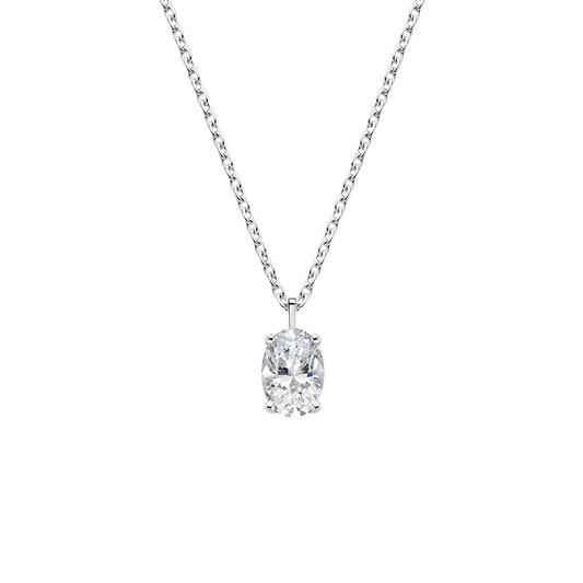 Zalie Oval Solitaire Diamond Pendant