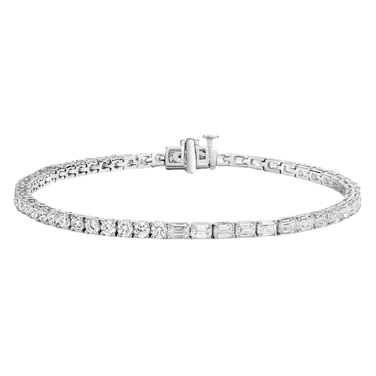 Dionne Round and Emerald Cut Diamond Tennis Bracelet