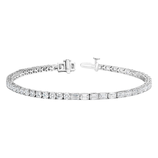 Dionne Round and Emerald Cut Diamond Tennis Bracelet