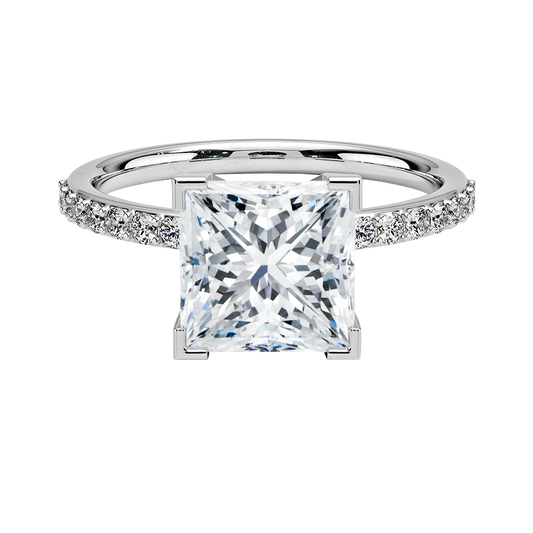 Petite Shared Prong Diamond Engagement Ring