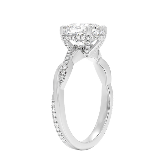 Petite Twisted Vine Hidden Halo Pavé Diamond Engagement Ring