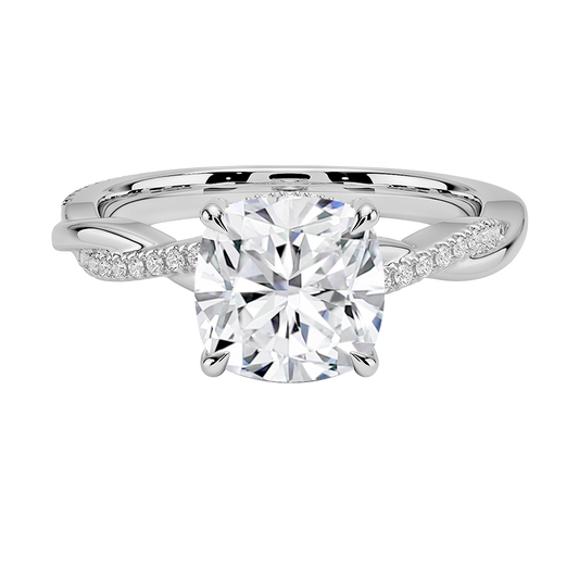 Petite Twisted Vine Hidden Halo Pavé Diamond Engagement Ring