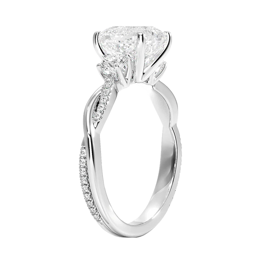 Petite Twisted Vine Three Stone Diamond Engagement Ring