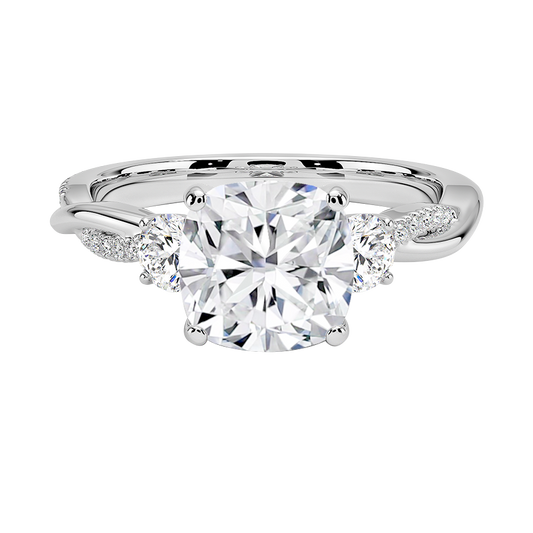 Petite Twisted Vine Three Stone Diamond Engagement Ring