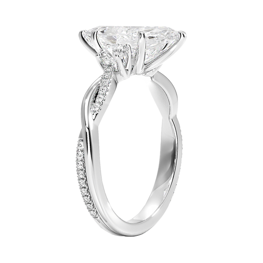 Petite Twisted Vine Three Stone Diamond Engagement Ring