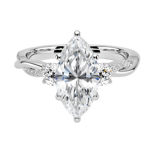 Petite Twisted Vine Three Stone Diamond Engagement Ring