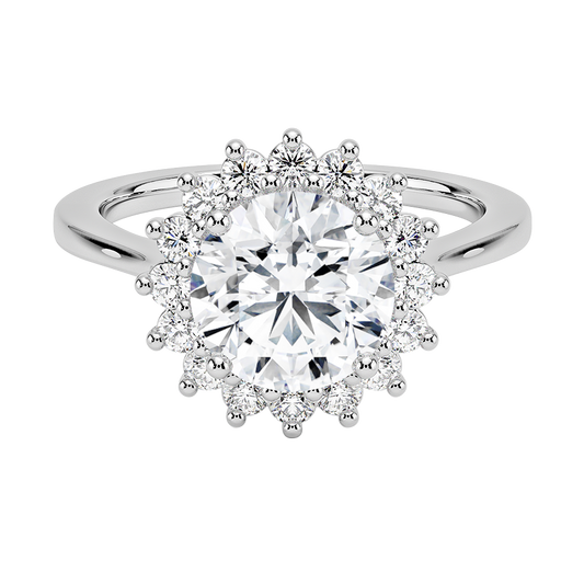 Sunburst Halo Diamond Engagement Ring