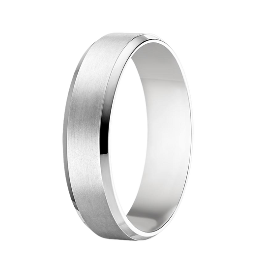 Slim Profile Beveled Edge Matte Gent's Wedding Ring