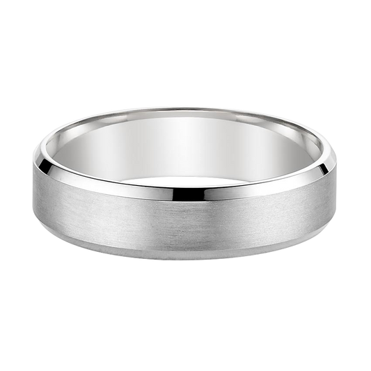 Slim Profile Beveled Edge Matte Gent's Wedding Ring